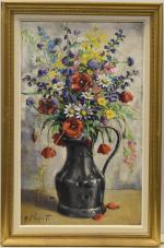 CHAPATTE (Henri) "Bouquet de fleurs" hsi, sbg, 58,5x37