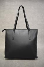 VERTIGO : sac en toile enduite noire 2 anses, porté...