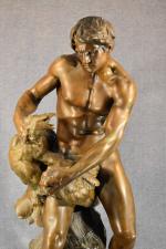 GUILLOT "Hercule combattant l'aigle de Promethée" sujet en régule, h...