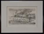 BOURGEOIS (Jean-Claude) "Paysage en hiver" lithographie n°24/100, sbd, 15,5x26