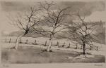 BOURGEOIS (Jean-Claude) "Paysage en hiver" lithographie n°24/100, sbd, 15,5x26