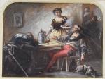 BURY (H.) "Scène de taverne" aquarelle et gouache, 20x27, sbg,...