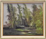 COMTE (Roger) "Bord d'étang en forêt" hsp, sbg, 50x61