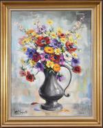 CHAPATTE (Henri) " Bouquet de fleurs", hsi, sbg, 65x50
