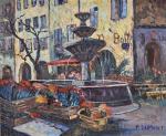 DUMONT (Pierre) "La fontaine", hst, sbd,  60x73 (restauration au...