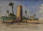 DUBOIS (Paul Elie) "L'Oasis de Figuig" aquarelle, sbd, 18x26 (au...