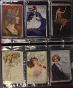 ILLUSTRATEURS : un classeur de 148 cartes postales anciennes représentant...