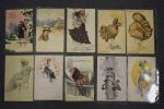 ILLUSTRATEUR : lot de 29 cartes postales anciennes, représentant des...