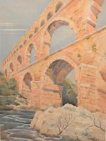 BLANC (L.) "Le Pont du Gard", sbd et datée 1939,...