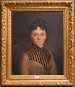 BRUNET (E.) "Portrait de jeune femme" daté 1888, hst, smd,...