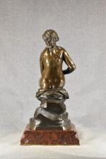 FALCONNET (d'après) "Vénus", bronze à patine brune, socle marbre rehaussé...