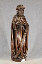 Sujet en bois sculpté et patiné représentant Jeremias, Fin XIXe-Déb....