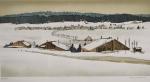 BICHET (Pierre) "Paysage du Haut-Doubs sous la neige" lithographie N°24/100,...