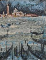 CAMPAGNOLA (Enrico) "Vue de Venise" technique mixte gouache et aquarelle,...