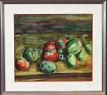 CHABOUDE (Jean) "Composition aux pommes" aquarelle, sbd, datée 1955, 38,5x44
