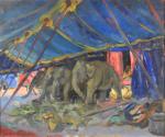 DECRIND (Paul) "Le repas des éléphants, Cirque Bouglione, Maîche 1957",...