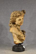 CARRIER (A.) « Buste de jeune femme » en terre cuite, époque...