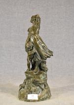 FLAMAND (Gustave) "Femme et son enfant" bronze à patine brune,...