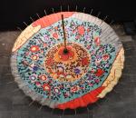 Extrême-Orient XIXe : Importante ombrelle à décor d'oiseaux et de...