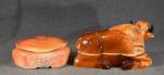 CAUGANT (Michel) : 2 terrines de collection en céramique polychrome,...