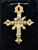 Croix en or  "Jésus et Marie", poinçon tête de...