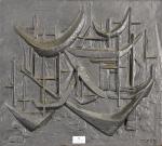 MENEAUS : Plaque décorative de forme rectangulaire en fonte de...