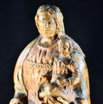 "Vierge à l'enfant" sculpture en bois polychrome fin XVIIe début...