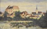 ANONYME- ECOLE FRANCAISE fin XIXe-début XXe"Village près d'une rivière" hst,...