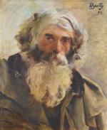 BAILLE (Louis Eugène) (Besançon 1860-1956) "Homme barbu à la gabardine",...