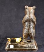 BRIENZ (?): cendrier figurant un ours en bois verni, h...