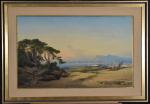 COURDOUAN (Vincent) (Toulon 1810-1893) "Le repos des pêcheurs, paysage méditerranée"...