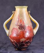 GALLE (Emile) : Vase à deux anses appliquées à chaud...