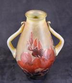 GALLE (Emile) : Vase à deux anses appliquées à chaud...