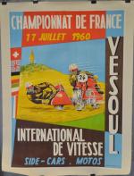 AFFICHES DIVERSES : Vesoul Championnat de France moto 1960, affiche...