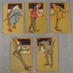 5 belles Cartes postales anciennes sur le thème Billard, illustrées,...