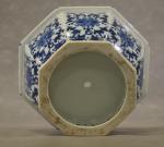 Cache-pot en porcelaine de Chine à décor de feuillage blanc...