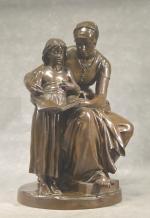 DELAPLANCHE (Eugène) "L'éducation maternelle", bronze à patine verte, h =...