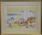 AMBILLE "La plage" aquarelle, 45x63, datée 1985