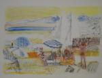 AMBILLE "La plage" aquarelle, 45x63, datée 1985