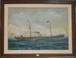 BASTIDE (L.) "L'Antonio Roca, bateau à vapeur espagnol", pastel, ...