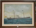 BASTIDE (L.) "L'Antonio Roca, bateau à vapeur espagnol", pastel, ...