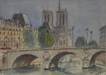 BECK (Fernand) suite de 4 aquarelles "Vue de Paris" dont...