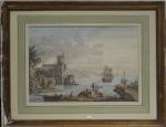 CHAPUY "Marine" 1799, paire de gouaches, 35x52