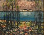 CAMPAGNOLA (Enrico) "L étang aux roseaux" , hst, sbd, 38x46
