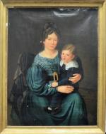 CLAUSEL "Mère et son fils (portant probablement une croix de...