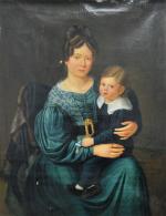 CLAUSEL "Mère et son fils (portant probablement une croix de...