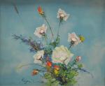 COMTE (Roger) "Bouquet de roses" hsp, sbg, 50x60.5