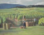 EHLINGER ( Maurice) "Vendanges en Alsace", hst, sbd,38x46
