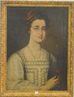 ECOLE FRANCAISE XVIIIe "Portrait d'une jeune fille", hst, 67x48 (restaurations...