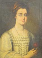 ECOLE FRANCAISE XVIIIe "Portrait d'une jeune fille", hst, 67x48 (restaurations...